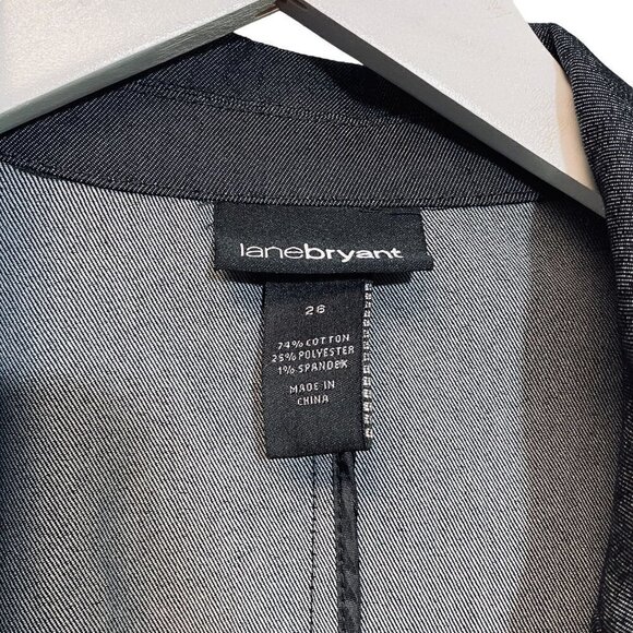 Lane Bryant Plus Size 26 Blazer Black Stretch Denim Womens Jacket - Picture 5 of 8